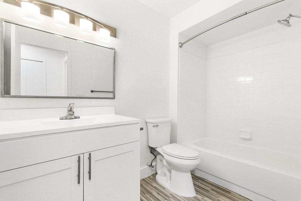 a bathroom with a sink toilet and a bath tub