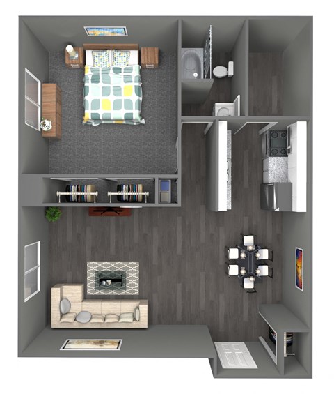 a1 floor plan  1 bedroom with 1 bath  129