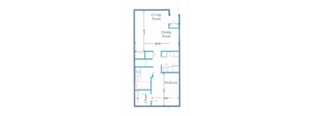 1 bed 1 bath floor plan at Parchment Point Townhomes & Apartments - Parchment, MI, Parchment, 49004