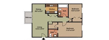 Two Bedroom One and One Half Bath Apartments