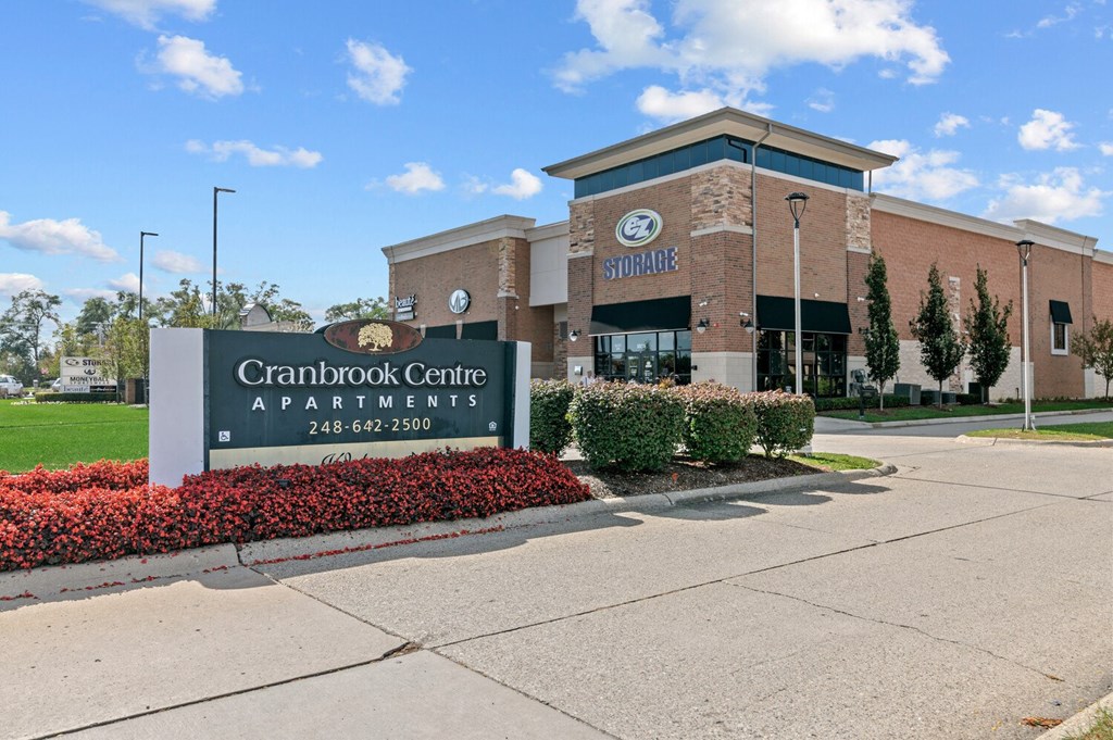 the front of a building with a sign