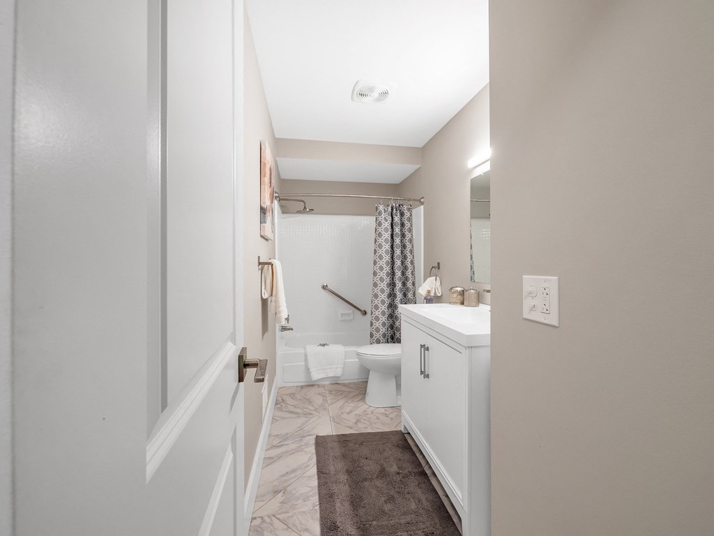 Bathroom at Rochester Club Apartments - Rochester, MI, Rochester Hills, 48306