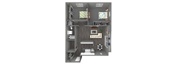 a stylized floor plan of a 2100 sq ft apartment