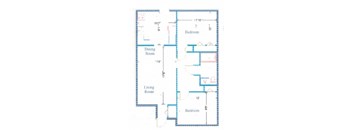 2 bed 1 bath floor plan A at Parchment Point Townhomes & Apartments - Parchment, MI, Parchment, Michigan