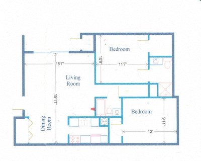 2 bed 2 bath floor plan at Parchment Point Townhomes & Apartments - Parchment, MI, Parchment, MI, 49004