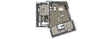 Interior floorplan of 3 bedroom 2 bathroom