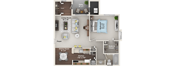 A floor plan of a house with a living room, dining room, kitchen, and bathroom.