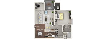 A floor plan of a house showing the layout of the rooms.