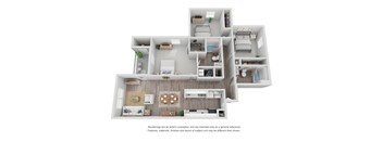 a floor plan of a 3 bedroom apartment