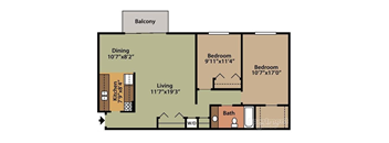 Two Bedroom, One Bathroom