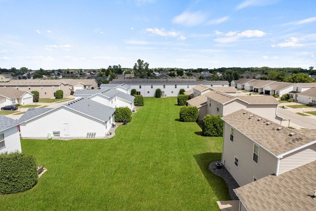 an aerial view of a neighborhood of manufactured homes