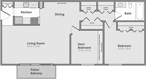 Baldwin Floor Plan at Apple Ridge Apartments - Livonia, MI, Livonia, MI