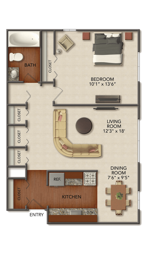 a floor plan of a small house with a bedroom and a living room