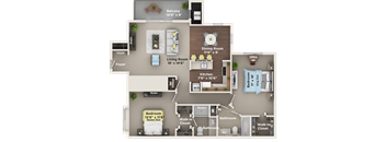 A floor plan of a house showing the layout of the rooms.
