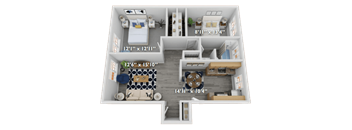 a 1 bedroom floor plan with a bathroom and a living room