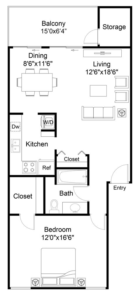 1BED 1 BATH A at The Waverly on the Lake - Belleville, MI Apartment , Belleville, Michigan
