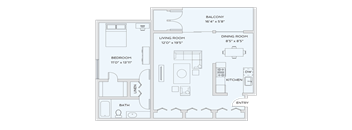 1 bed 1 bath floor plan B at Sunnymede Apartments - Troy, MI, Troy, Michigan