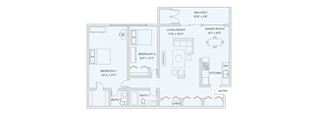 2 bed 2 bath floor plan at Sunnymede Apartments - Troy, MI, Troy, Michigan
