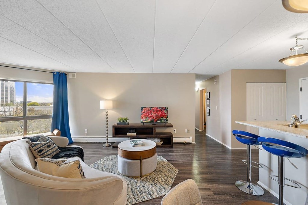 Living room decor at Troy Place Apartments - Troy, MI, Troy, 48084