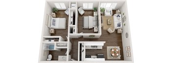 2 bed 1 bath floor plan A at Town & Country Apartments - Wixom, MI, Wixom