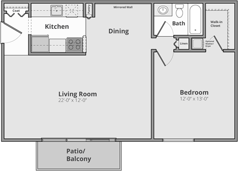 Melrose Floor Plan at Apple Ridge Apartments - Livonia, MI, Livonia, Michigan