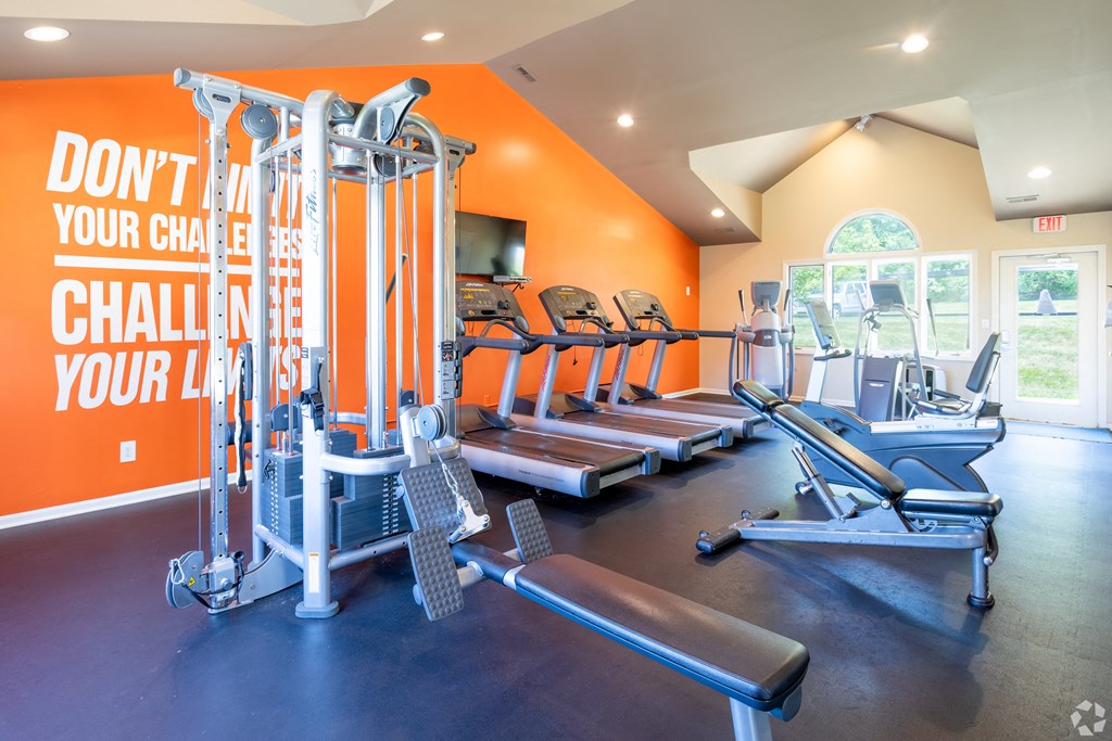 the gym at the at the boulevard apartments in