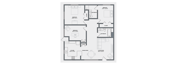 a floor plan of a residence with a bedroom and a living room