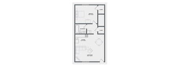 a floor plan of a small apartment with a bedroom and a living room