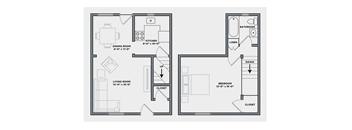 a floor plan of a 1 bedroom floor plan