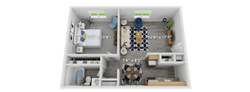 a 1 bedroom floor plan with a bathroom and a living room