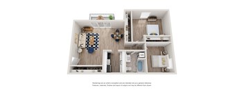 a 1 bedroom floor plan with a bathroom and a living room