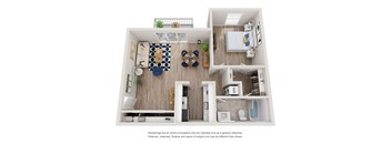 a 1 bedroom floor plan with a bathroom and a living room