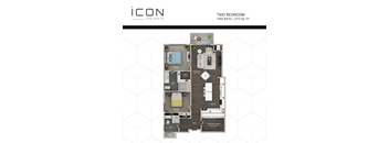 dimensional floor plan of a two bedroom 2100 sqft
