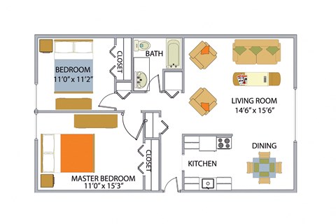 a floor plan of the apartment