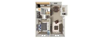 a floor plan of a one bedroom apartment with a bathroom and a living room
