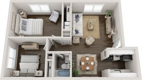 a 1 bedroom floor plan with a bathroom and a living room