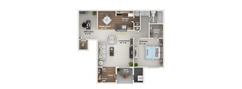 A floor plan of a house showing the layout of the rooms.