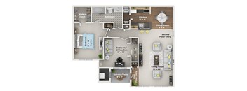A floor plan of a house showing the layout of the rooms.