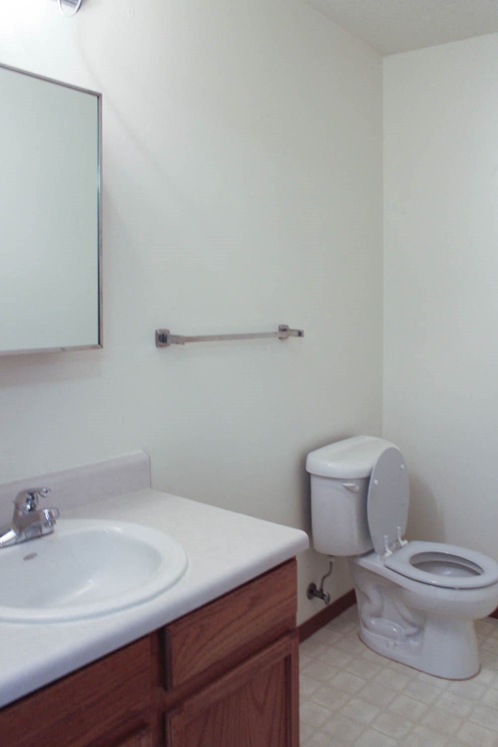 A white toilet sits next to a sink in a bathroom.