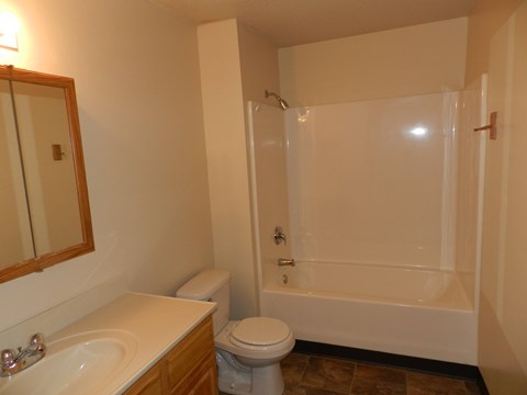 A white toilet sits next to a white sink in a bathroom.