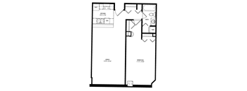 a floor plan of a 1 bedroom floor plan  at The Cosmopolitan, St Paul