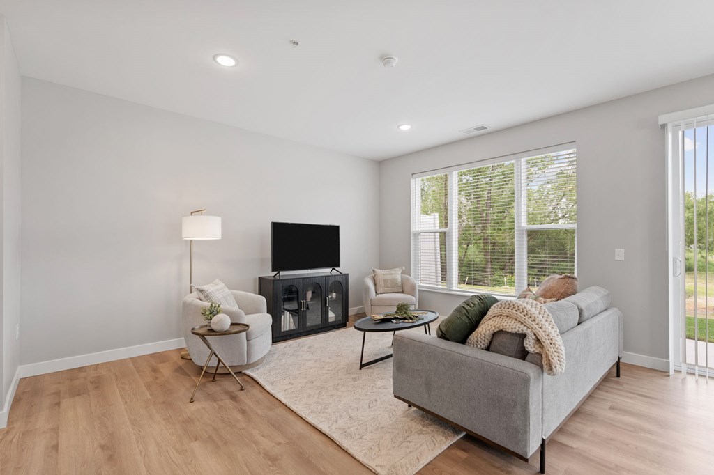 Living Room With TV at Townhomes at Preserve, Rogers, Minnesota