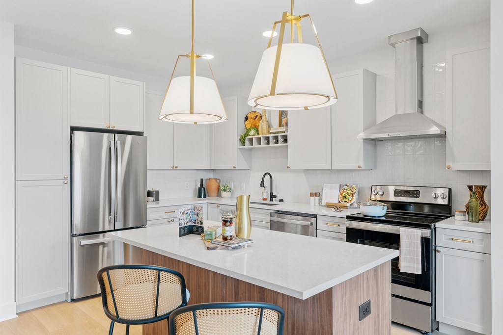 Kitchen in a one-bedroom, one-bathroom apartment home at Lilia in Lilydale, MN 55118