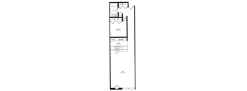 a floor plan of a small house with a bedroom and a living room  at The Cosmopolitan, St Paul, Minnesota
