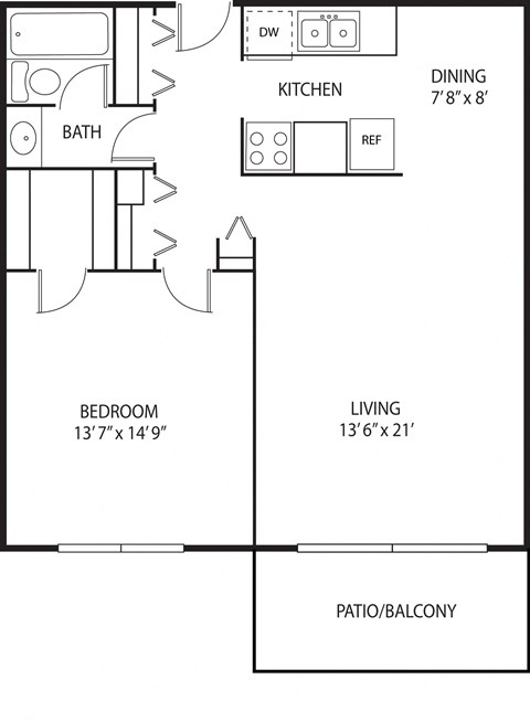 1 bed 1 bath floor plan I at Axon Green, Minneapolis