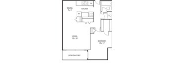 1 bed 1 bath floor plan G at Axon Green, Minneapolis, Minnesota