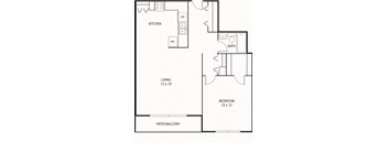 1 bed 1 bath floor plan H at Axon Green, Minneapolis, 55416