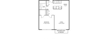 1 bed 1 bath floor plan E at Axon Green, Minneapolis, MN, 55416