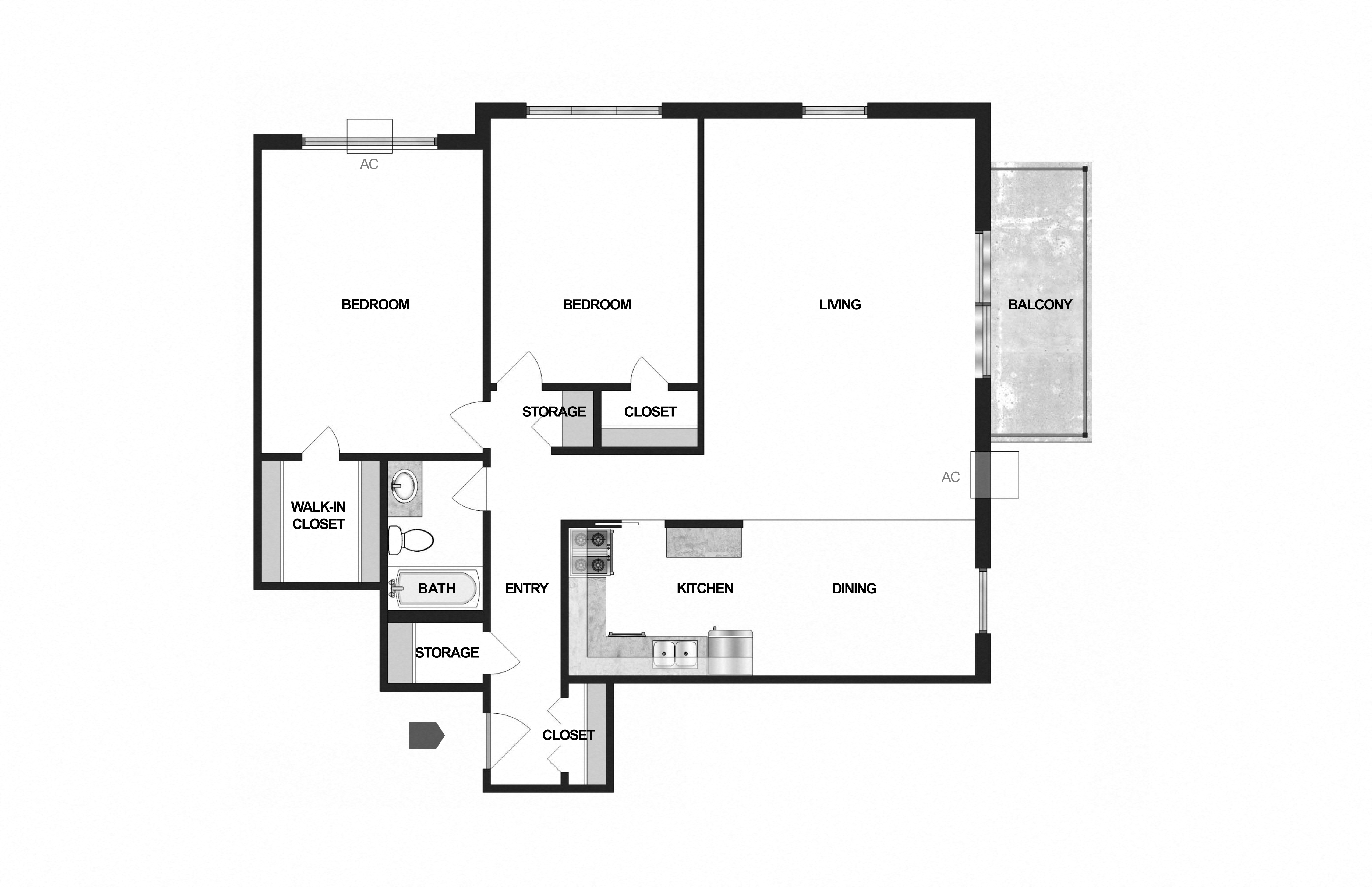 2 Bedroom 1 Bath A at Villages on McKnight, Minnesota