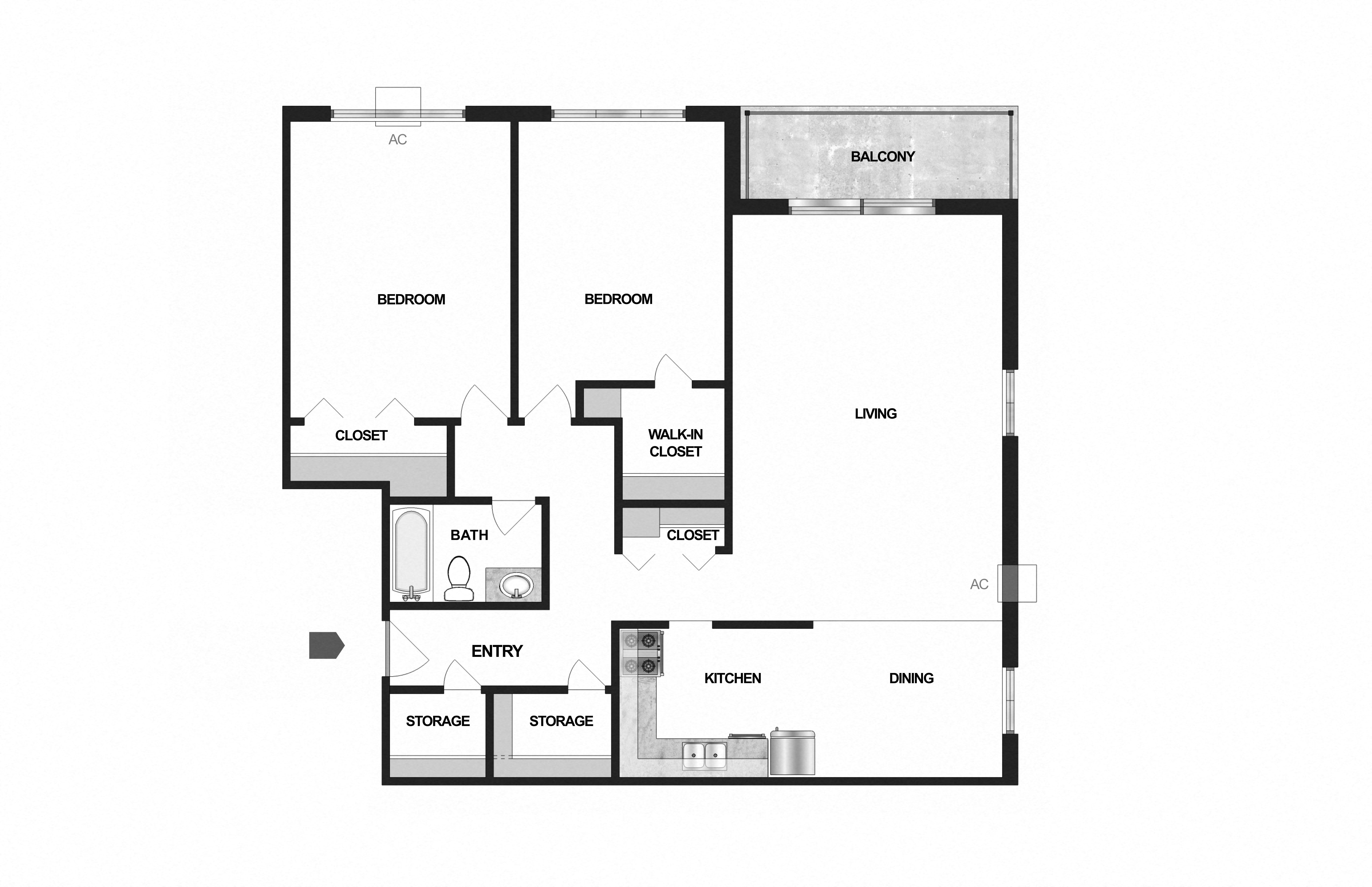 2 Bedroom 1 Bath C at Villages on McKnight, St. Paul